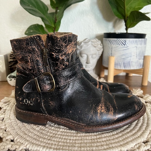 Bed Stu BECCA BLACK LUX Leather Moto Boots Size 7 - Picture 5 of 16